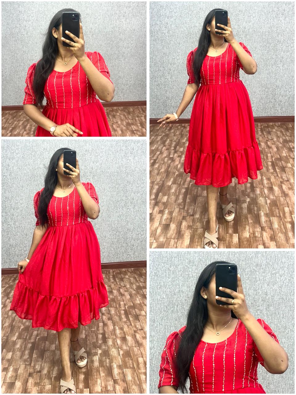 Rangoli crush silk frocks
