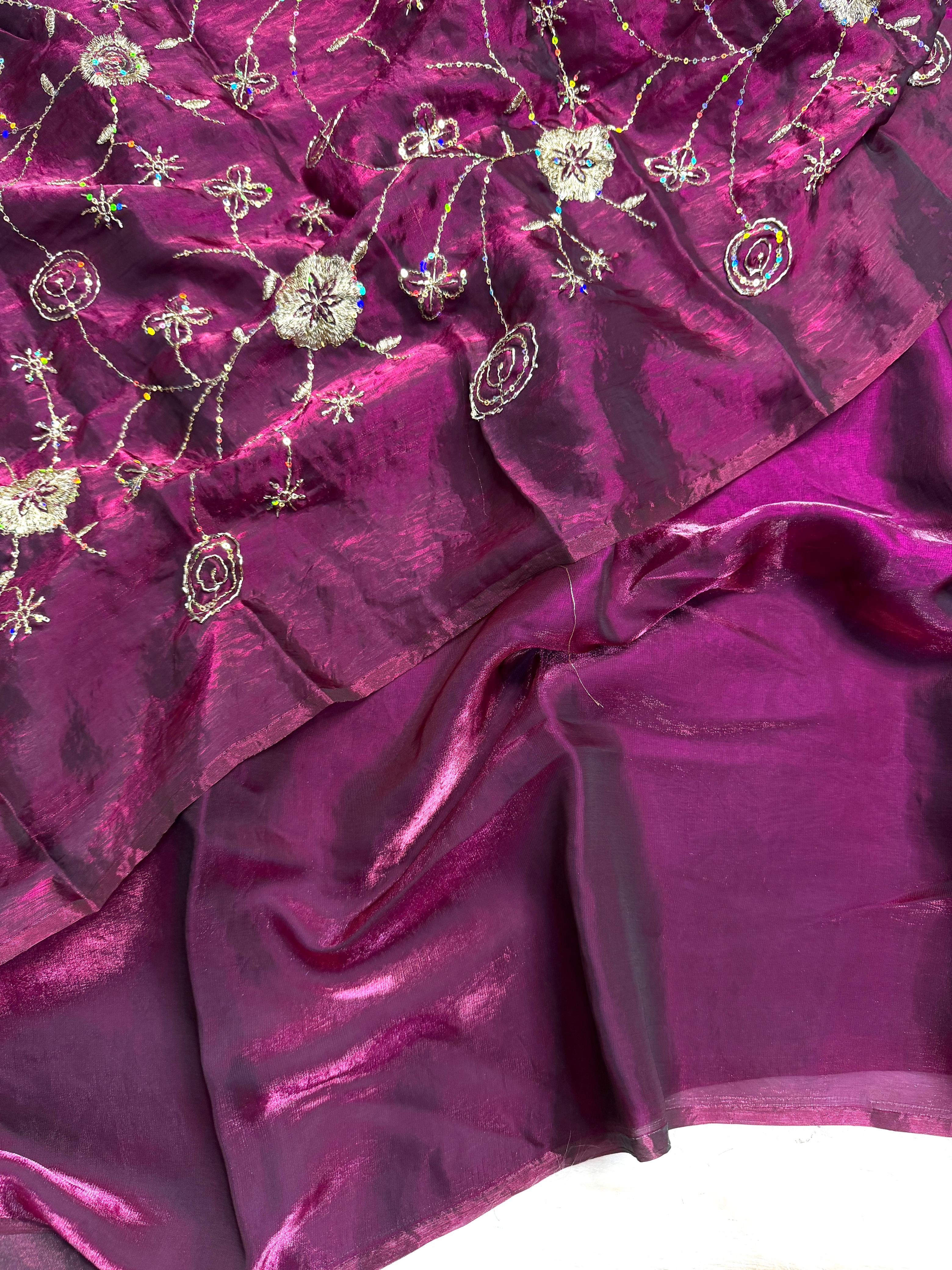 Two tone heavy space silk designer saree