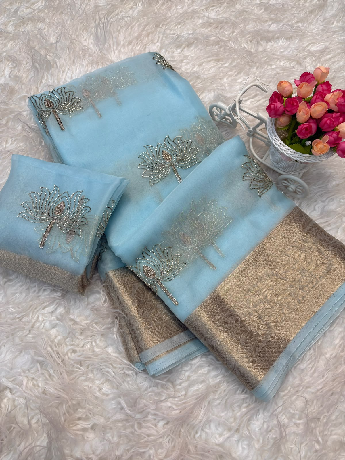 Kanchipuram organza tissue lotus 🪷 work saree ✨