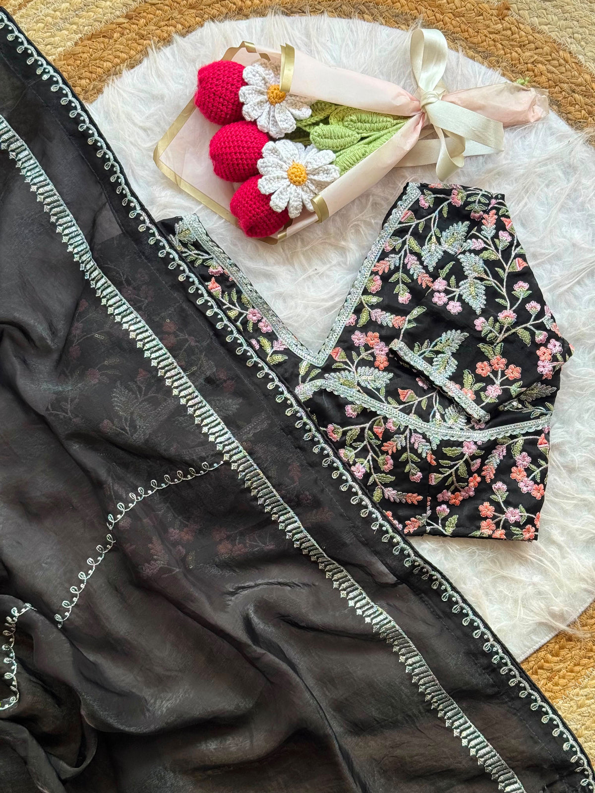 Space silk designer saree ✨