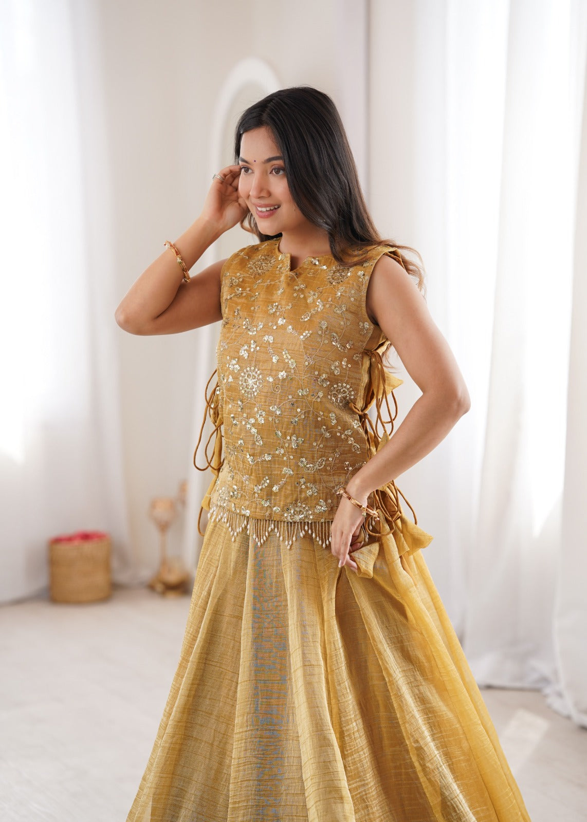 Designer crushed silk lehenga ✨