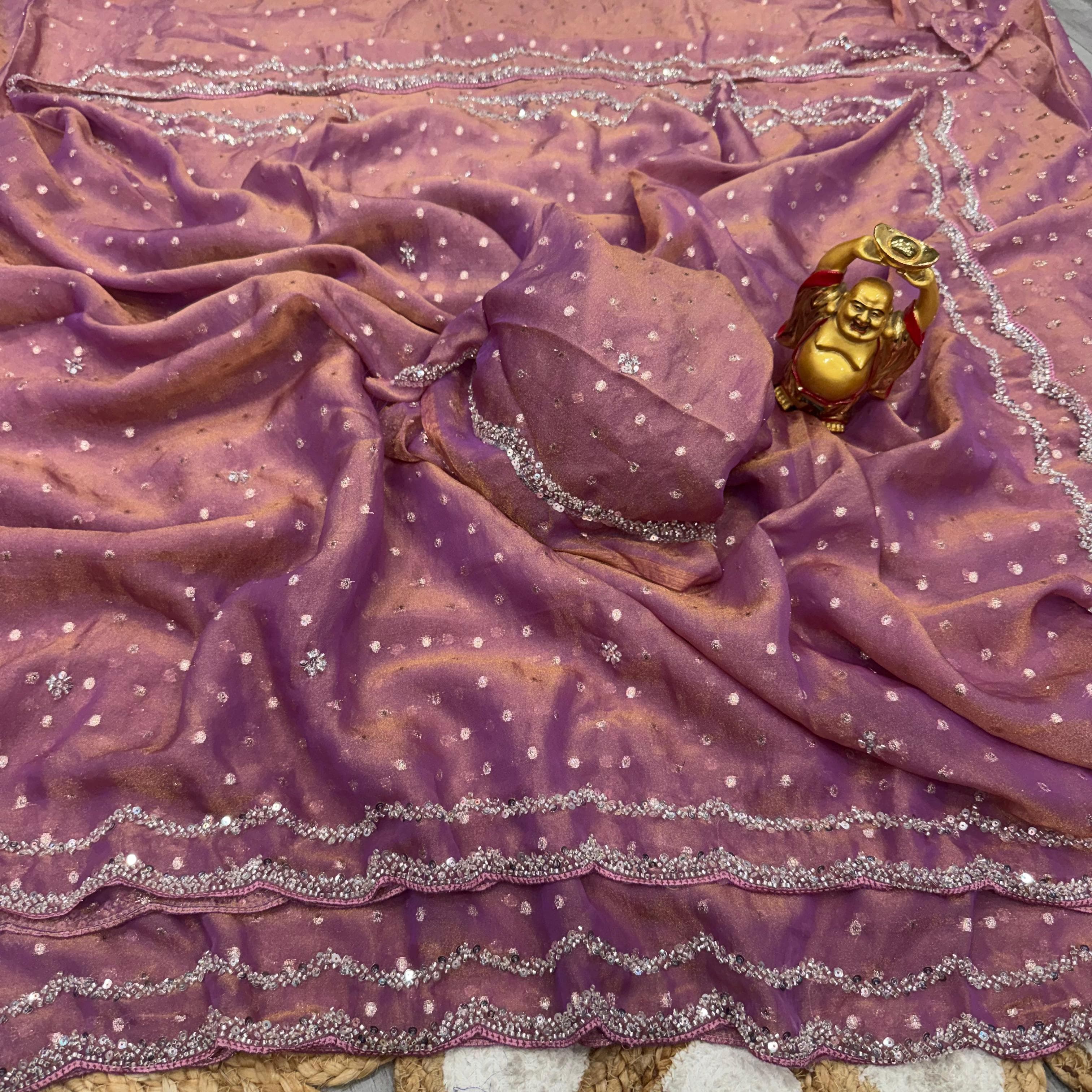 Butti silk party wear beeds work saree ✨