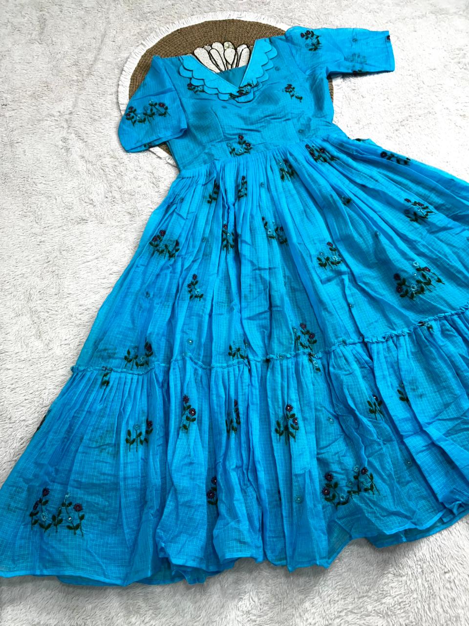Kota checks embroidery gowns