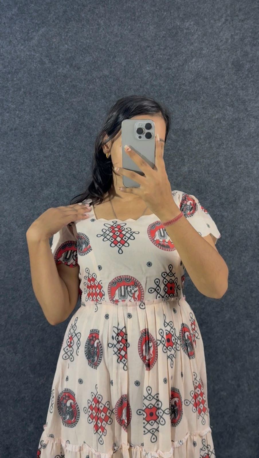 Muggu print stylish Midi frock👗