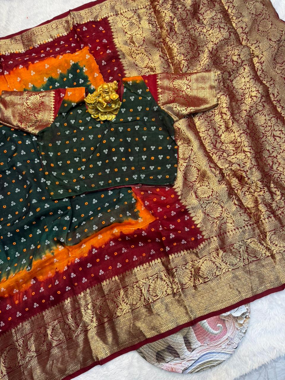 Kanjivaram bandhini silk saree