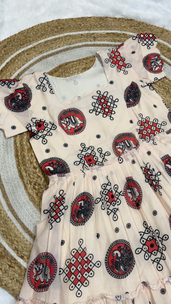 Muggu print stylish Midi frock👗