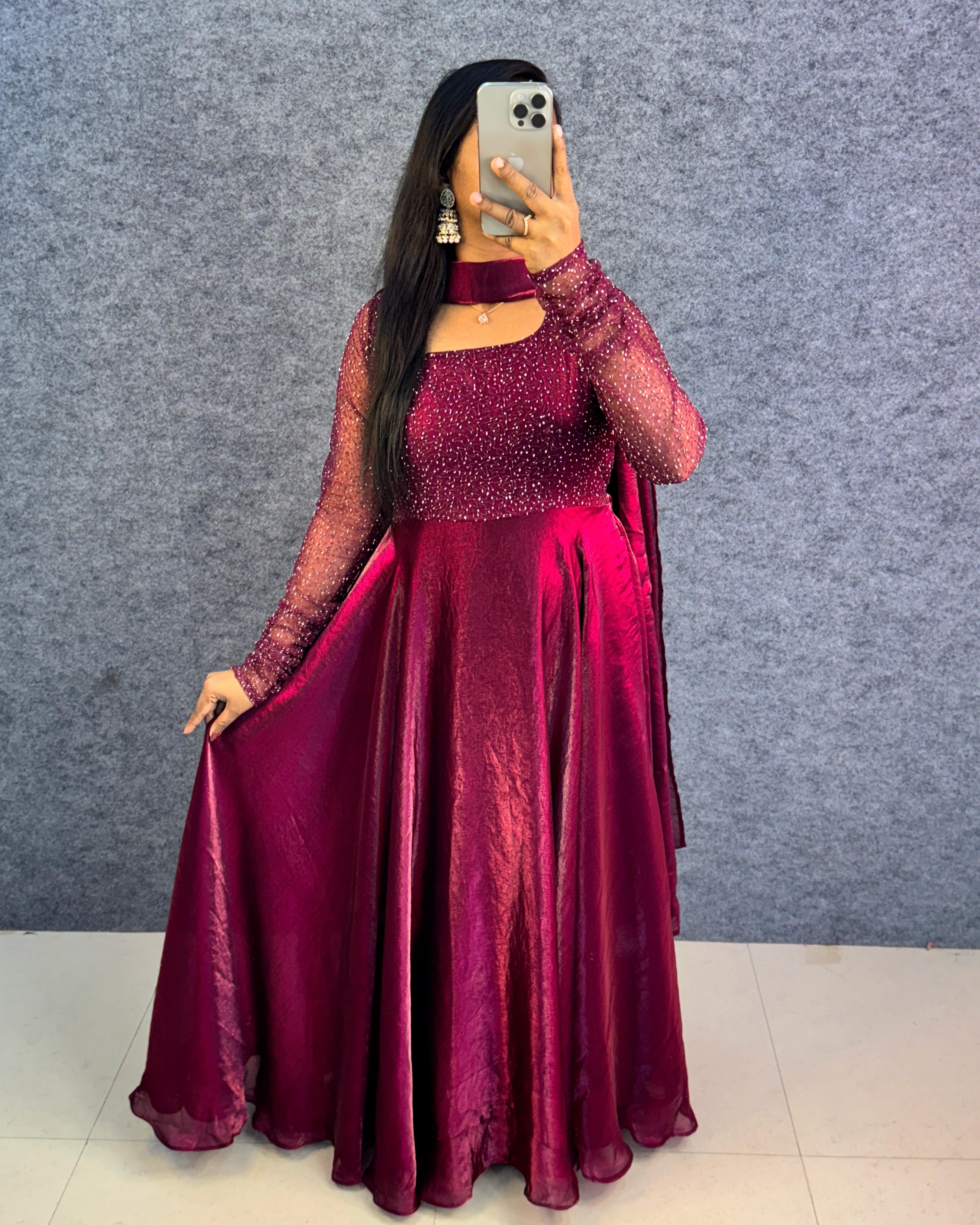 Party wear draping style gown outfit