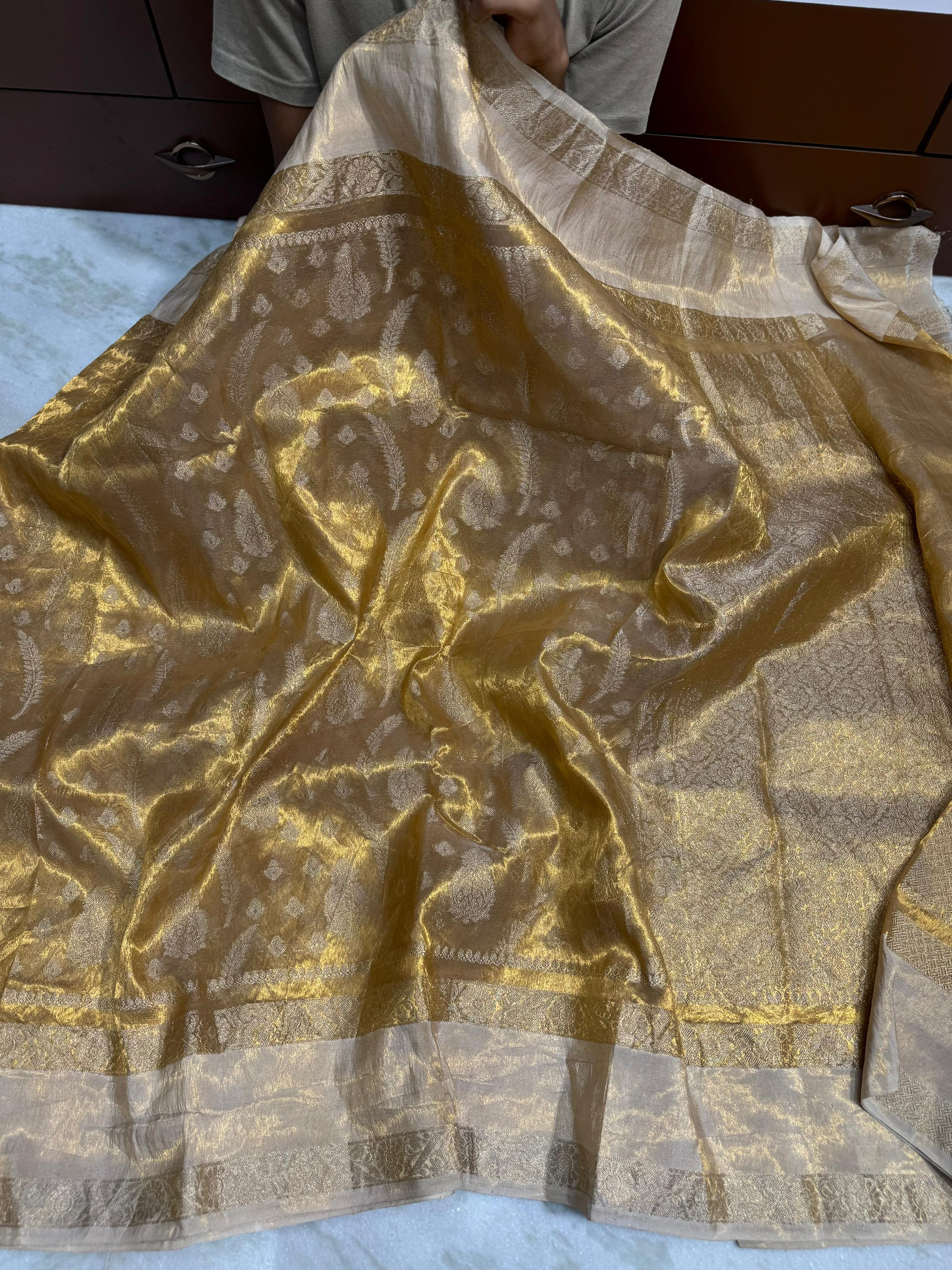 Copper tissue benaresi saree