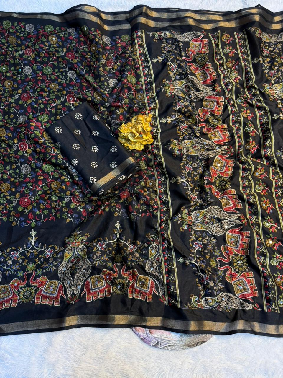 ajrakh print cotton saree