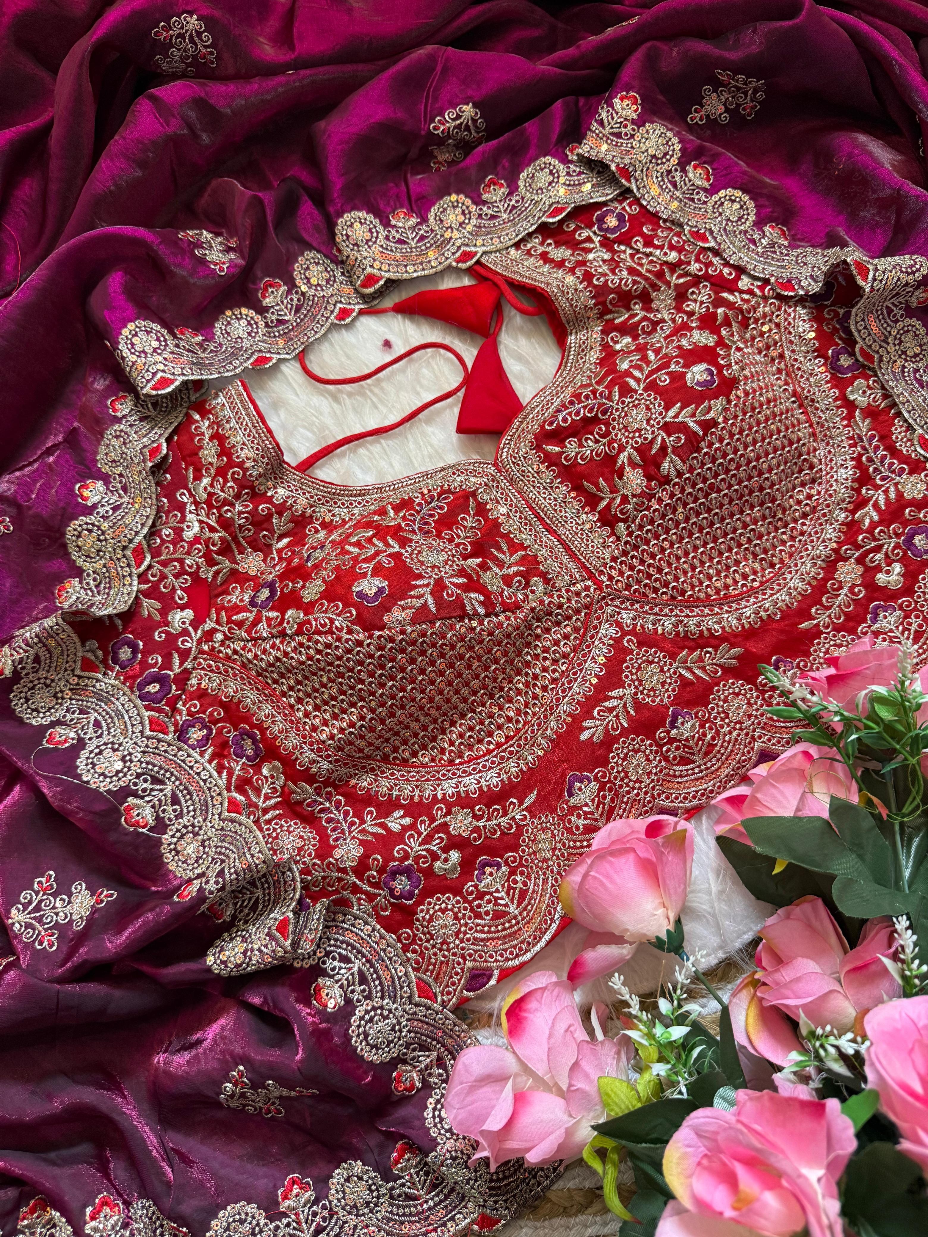 Space silk heavy designer saree