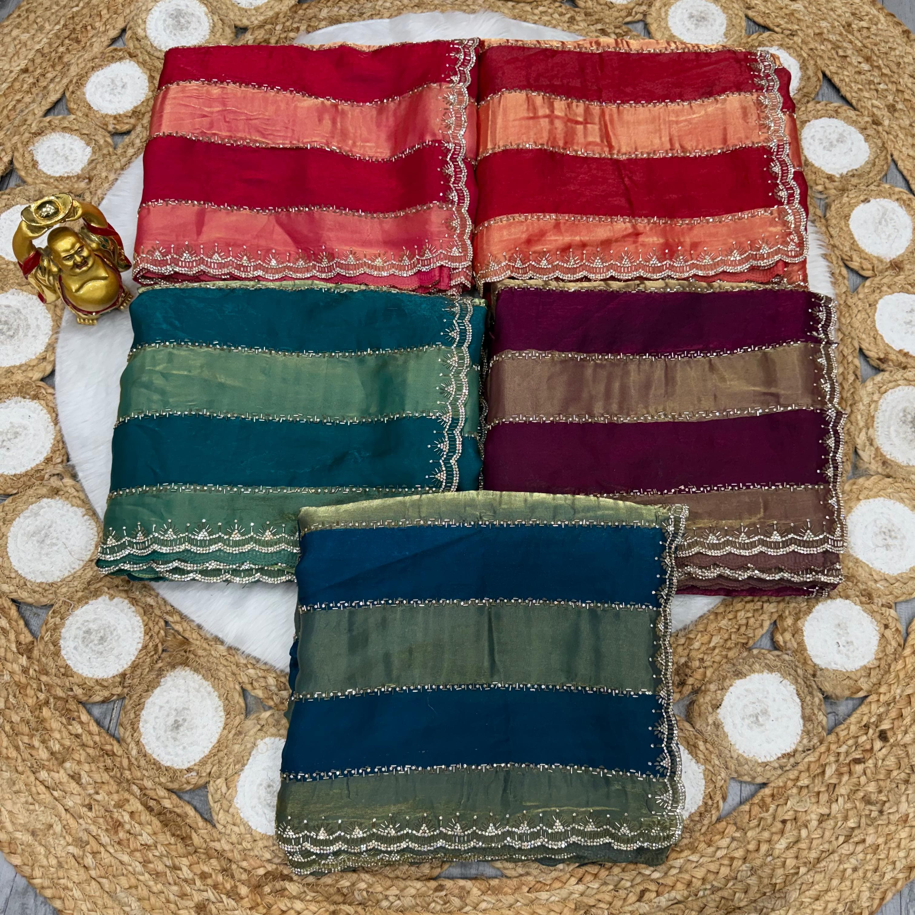 Designer space silk jarkhana stone work saree ✨