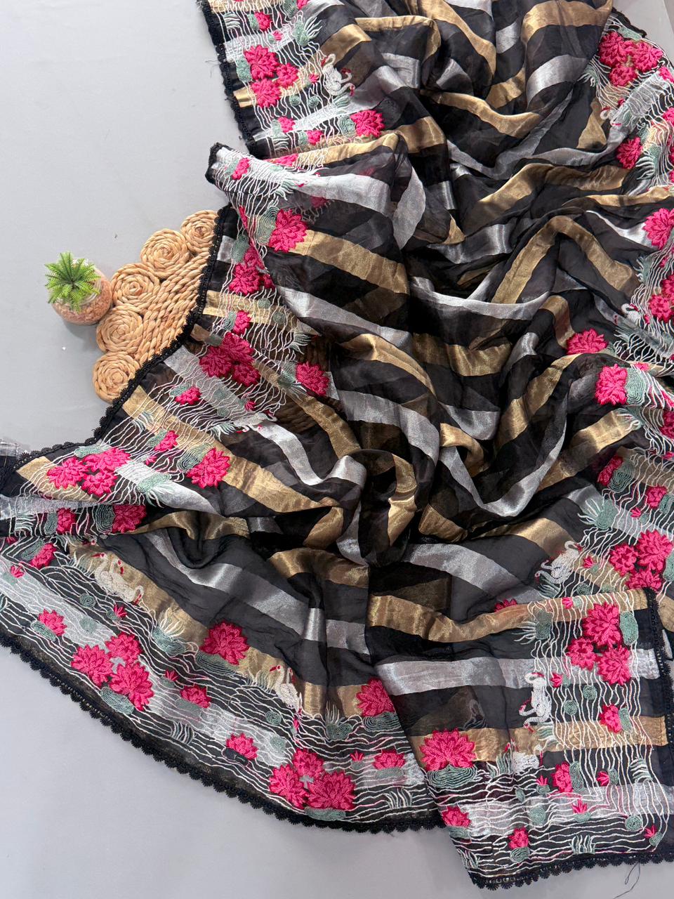 Soft organza tissue designer saree ✨