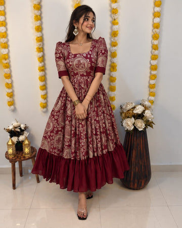 Kalamkari vichitra silk gown ✨