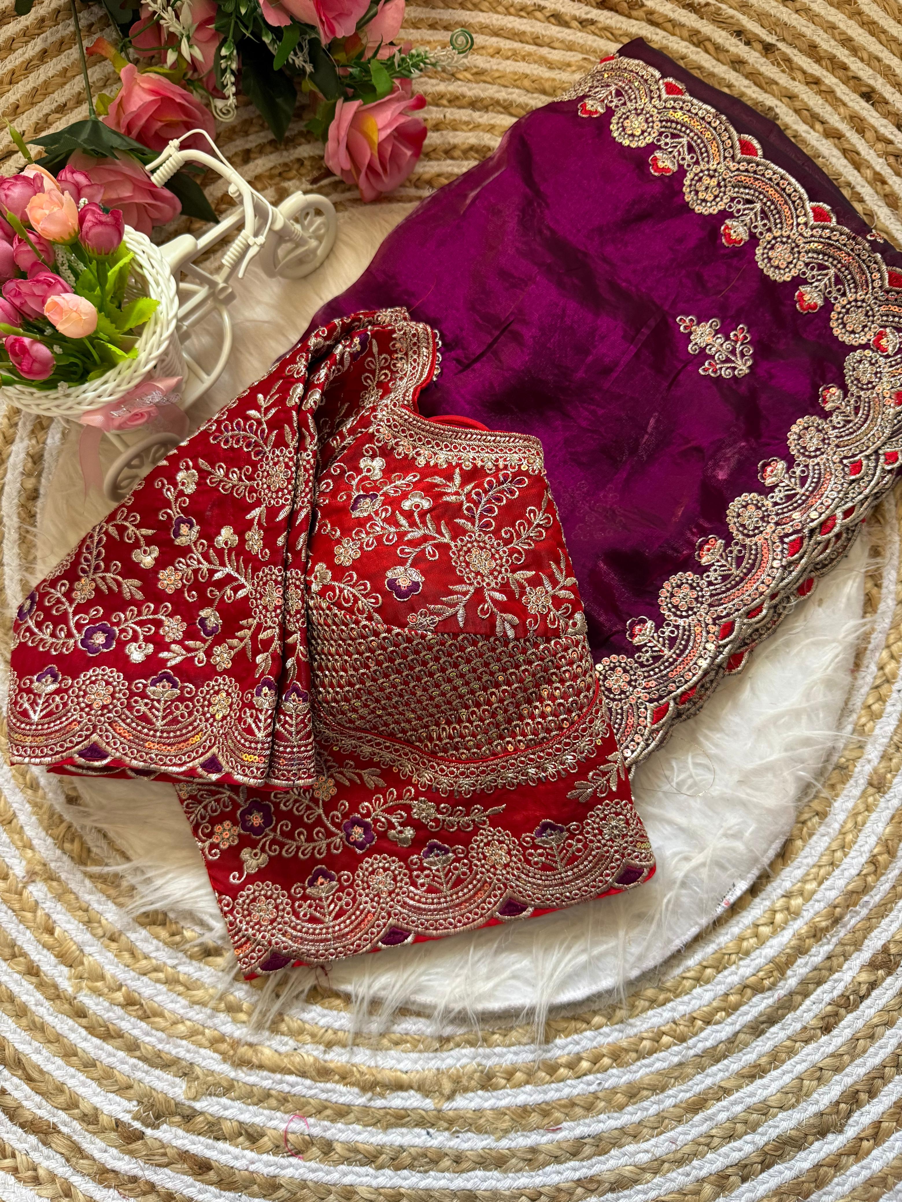 Space silk heavy designer saree