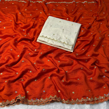 Vichitra silk designer saree ✨