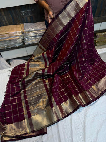 Benaresi soft silk fancy vintage checks saree