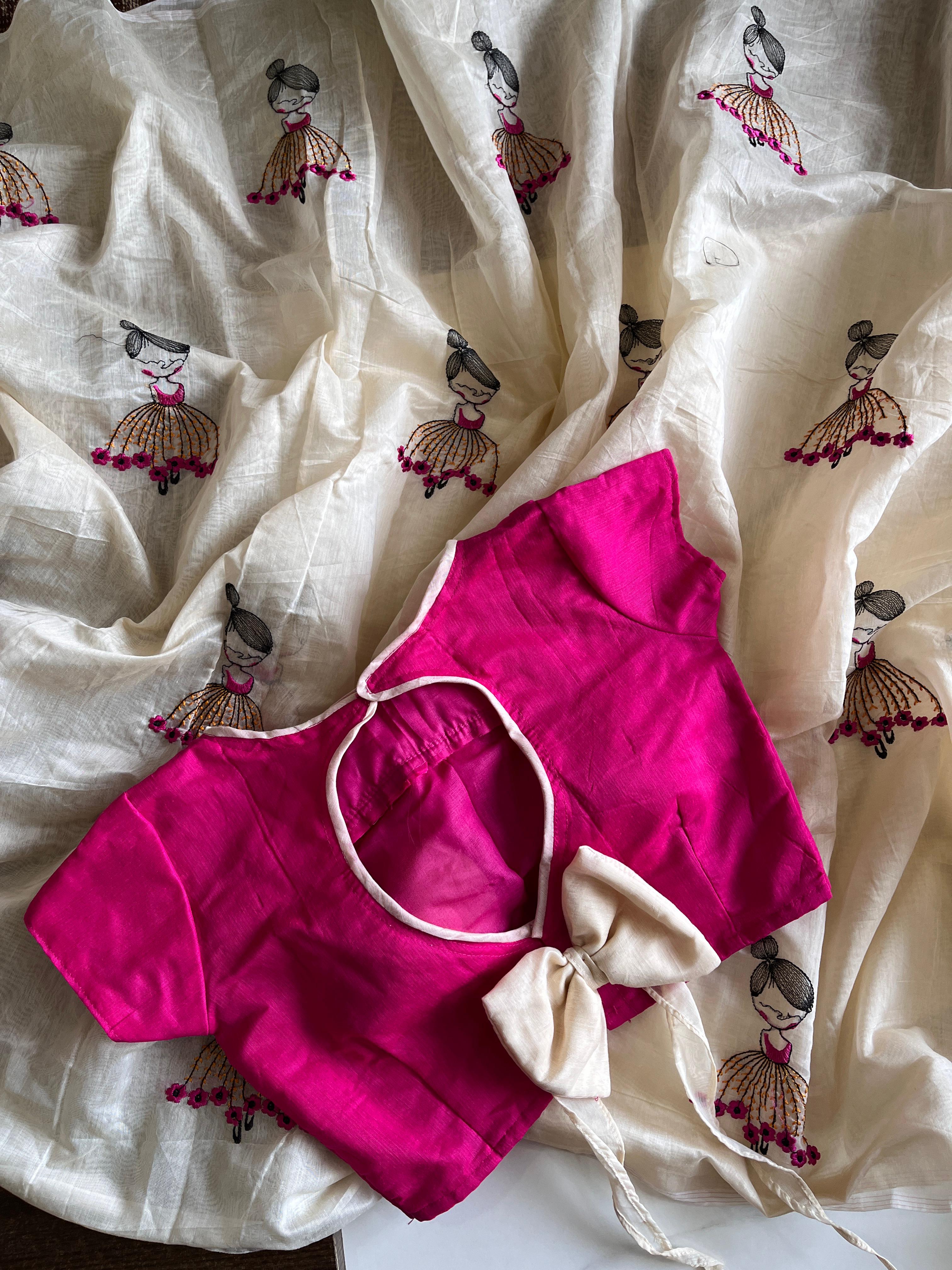 Baby doll chenderi cotton saree