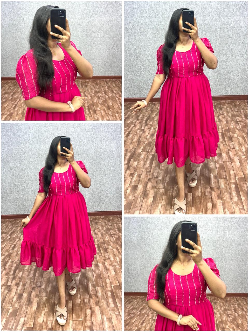 Rangoli crush silk frocks