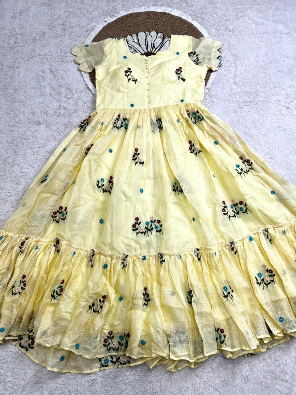 Kota checks embroidery gowns