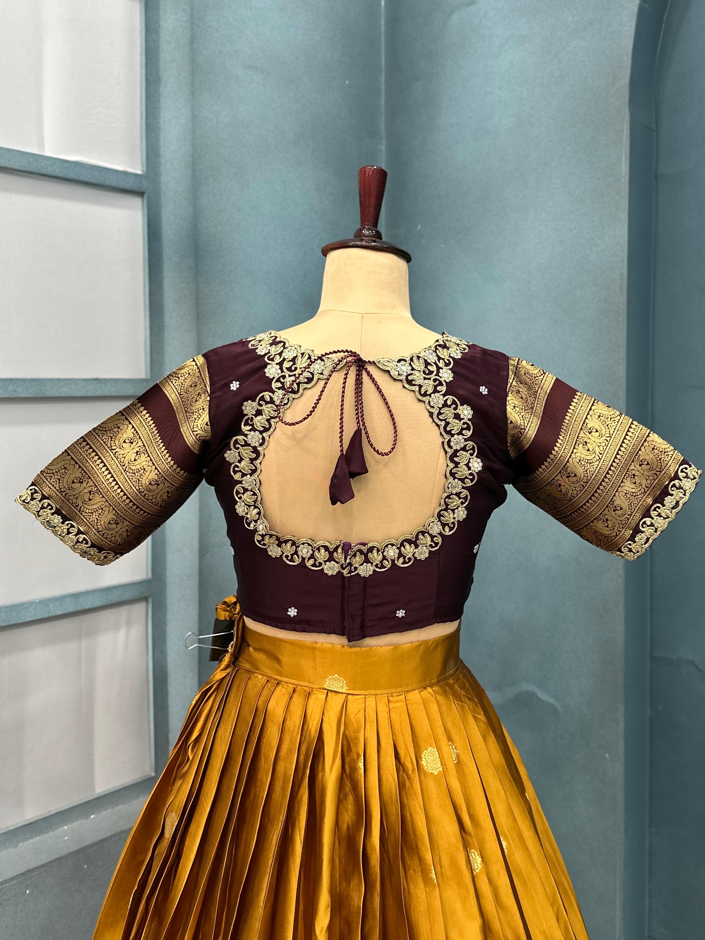 Fully stitched kanjivaram silk lehenga