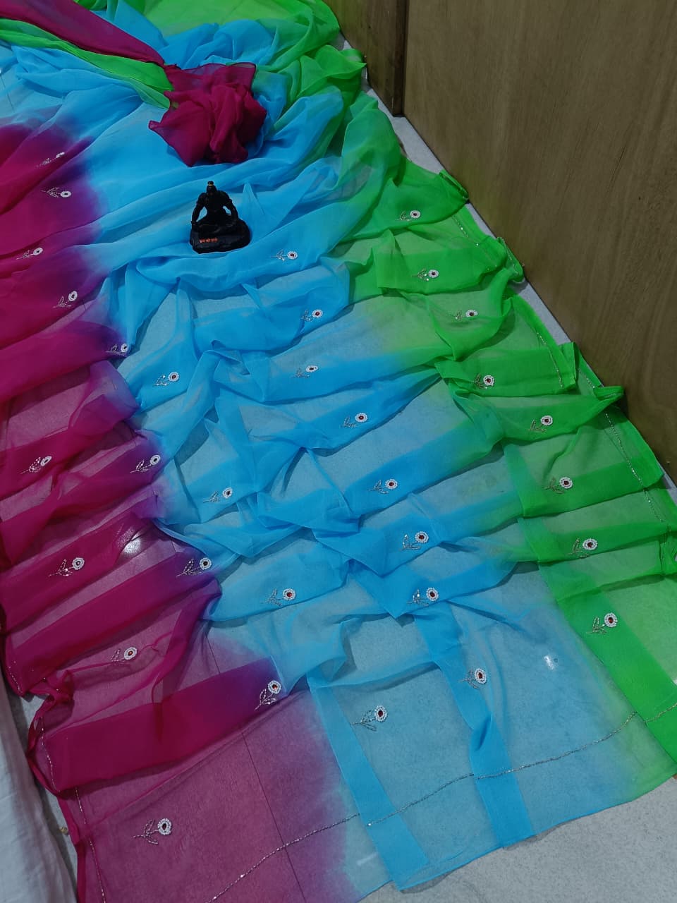 Multi shades half pure shiffon sarees