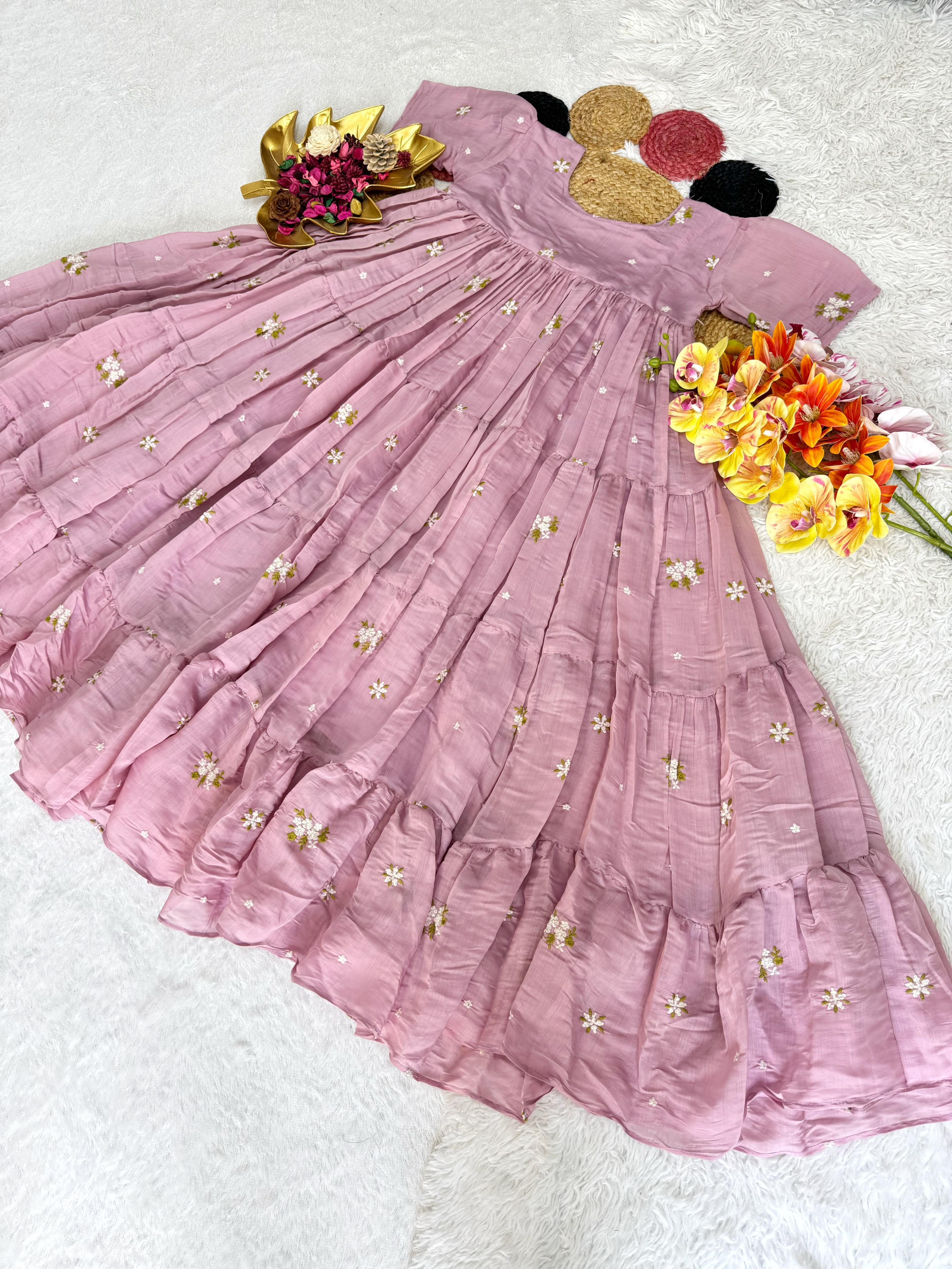 Mull cotton chenderi midi gown