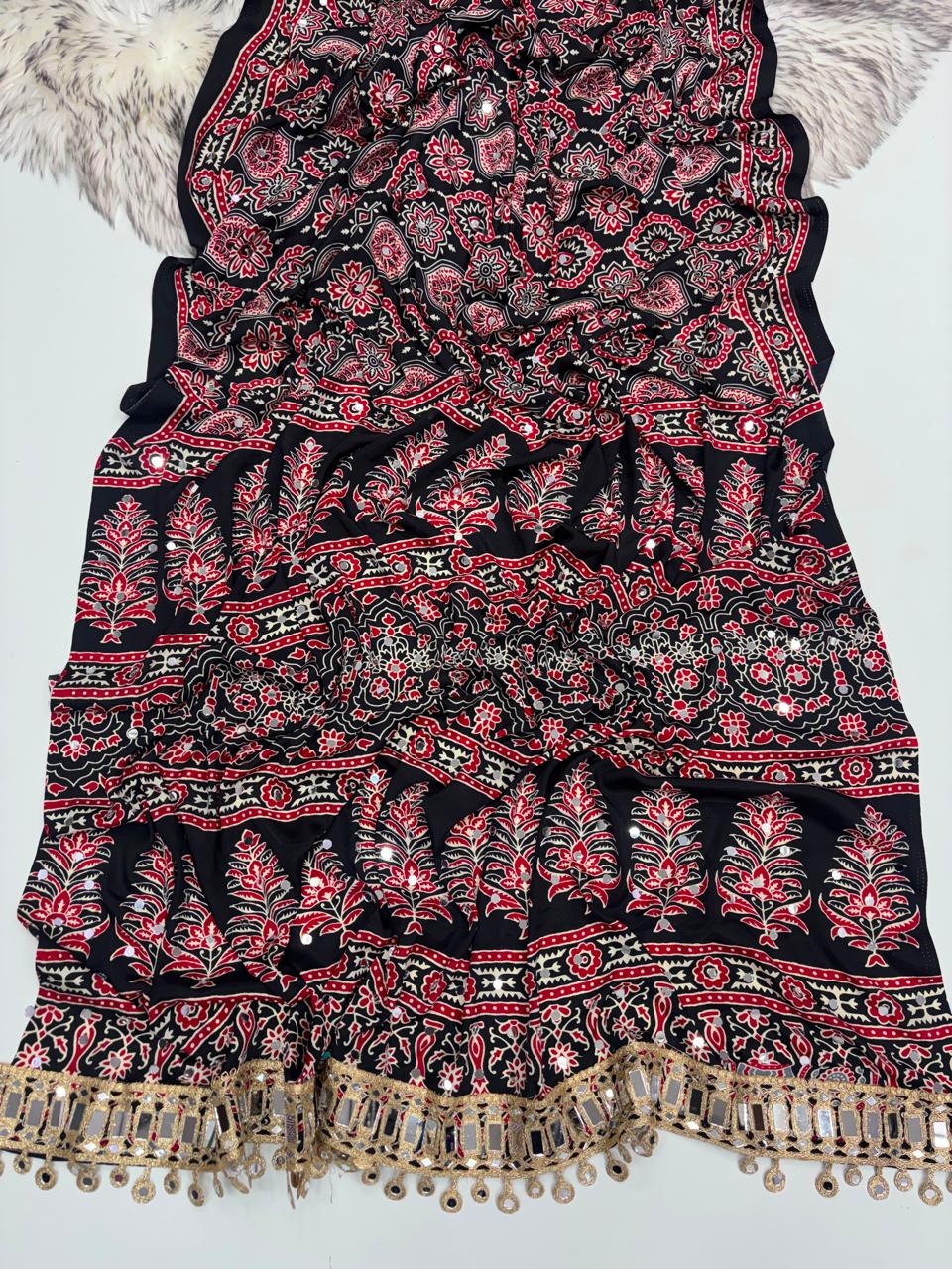 Ajarakh design saree ✨