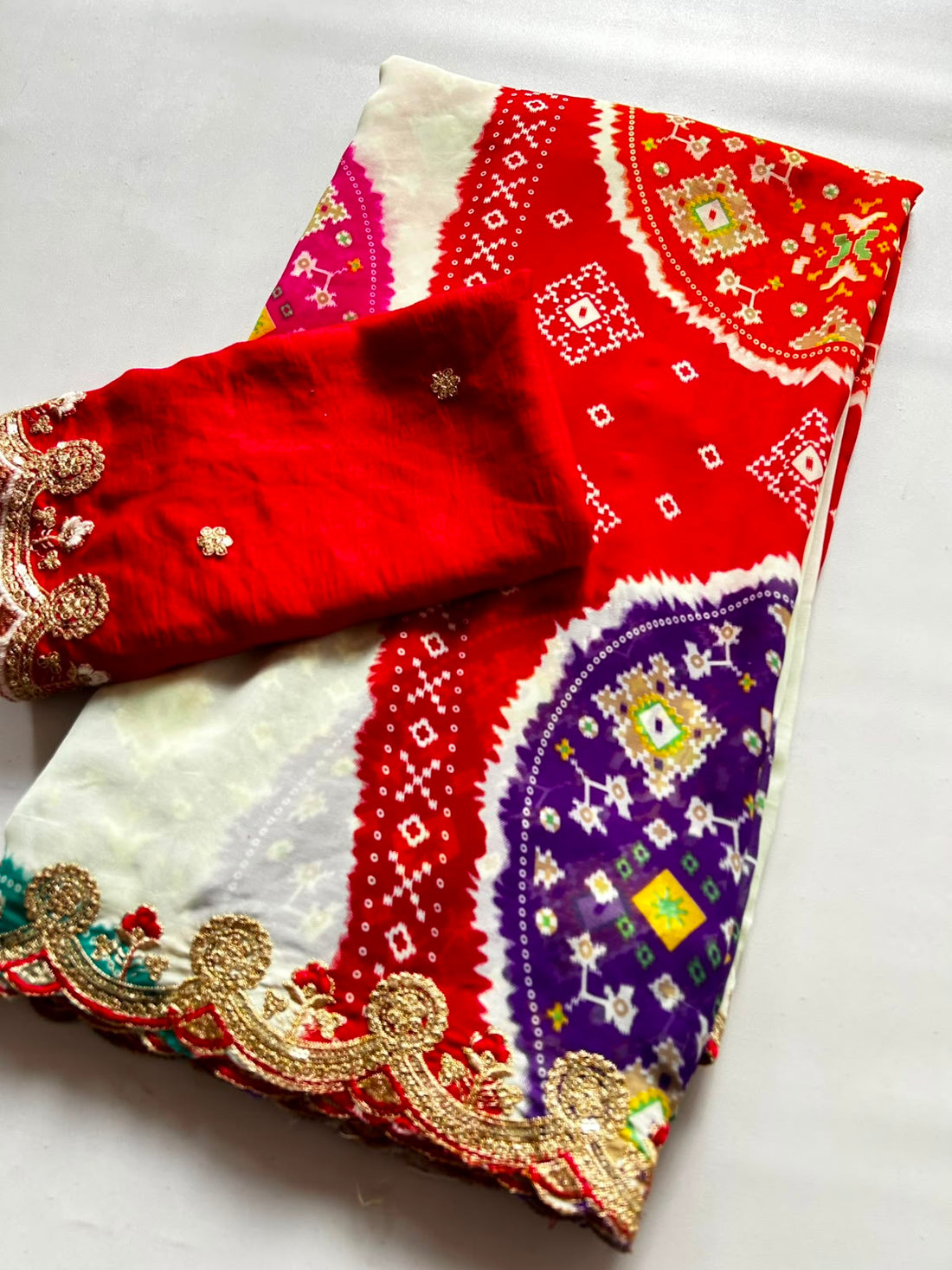 Bandhini design sequence work saree