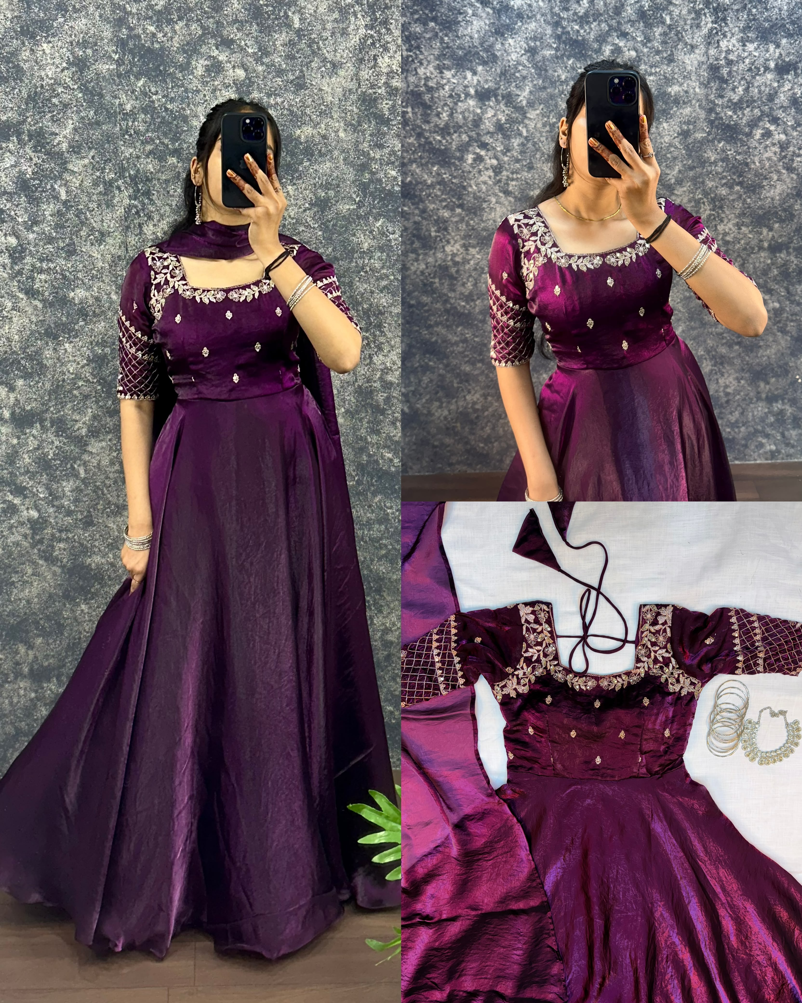 Sequence of gown with dupatta