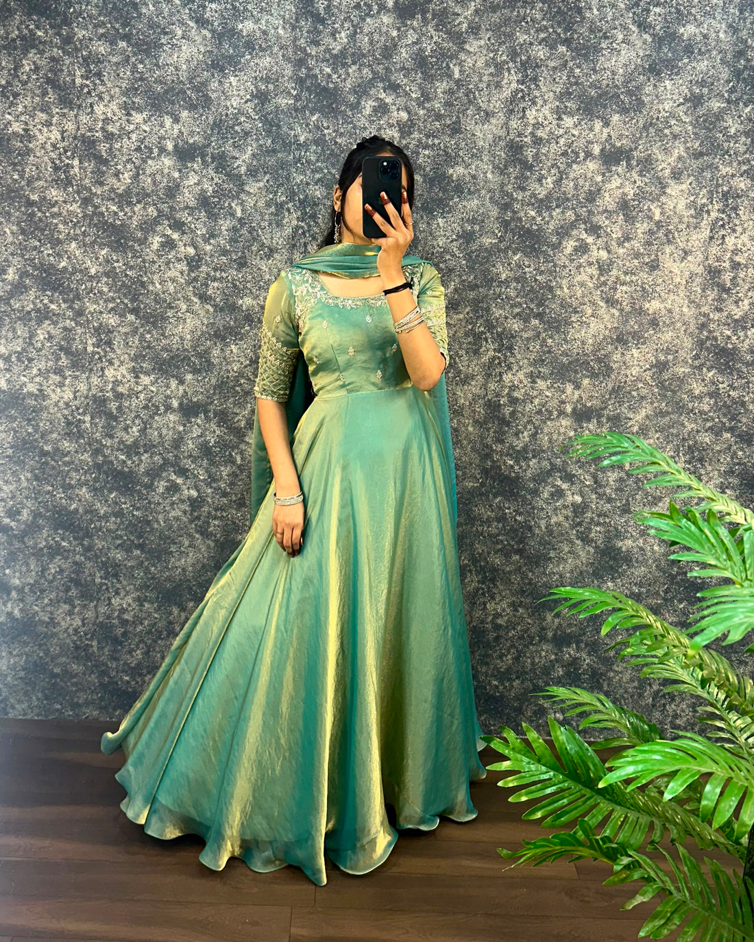 Sequence of gown with dupatta