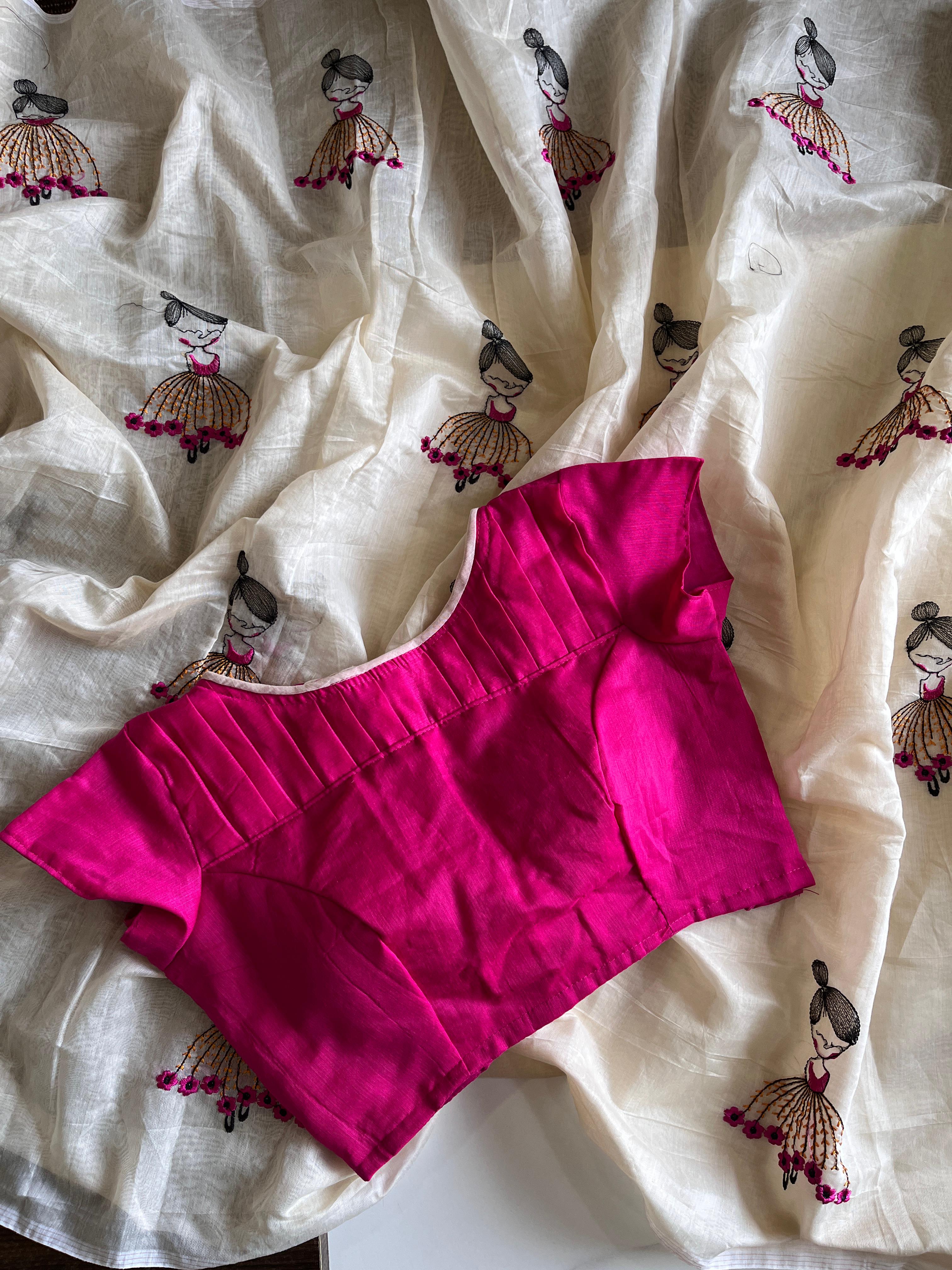 Baby doll chenderi cotton saree