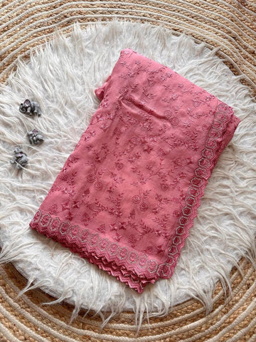 Crush fabric embroidery work saree ✨