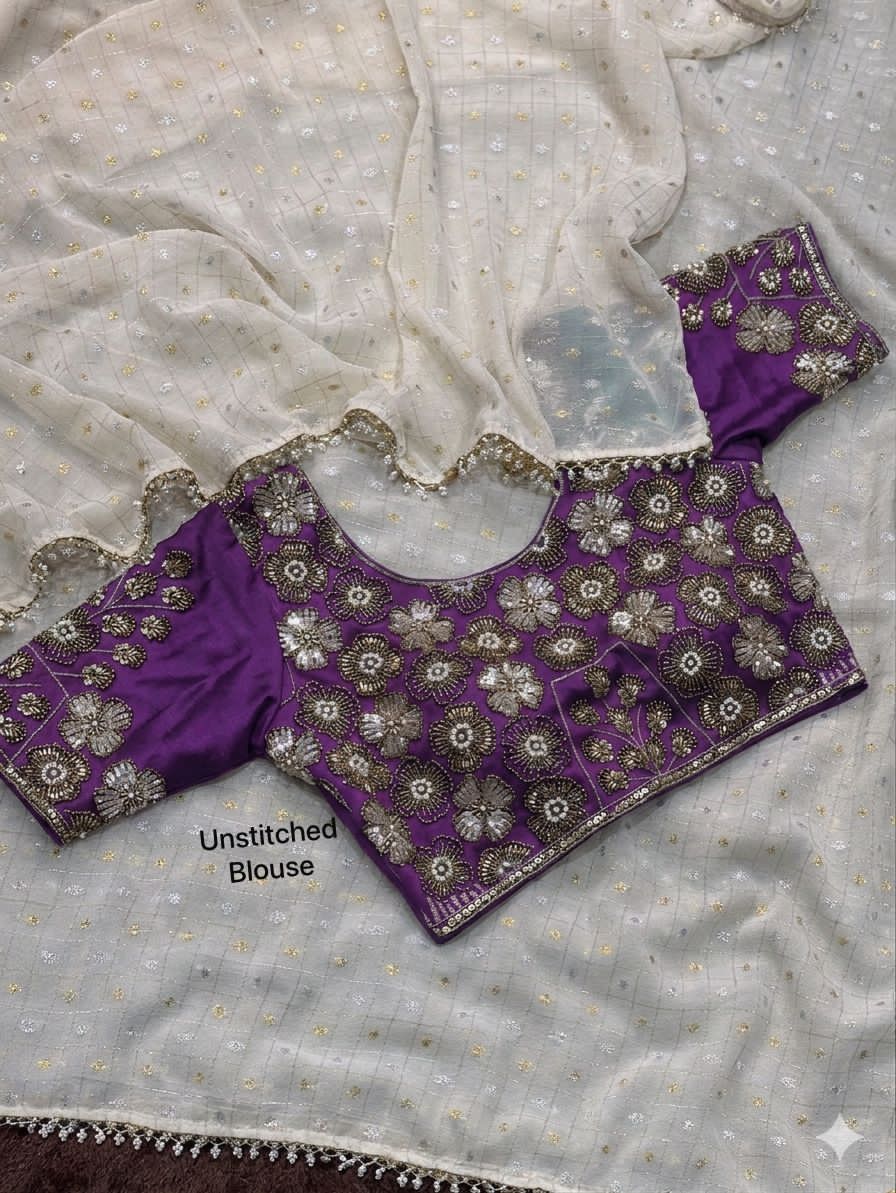 Cruchy georgette designer saree