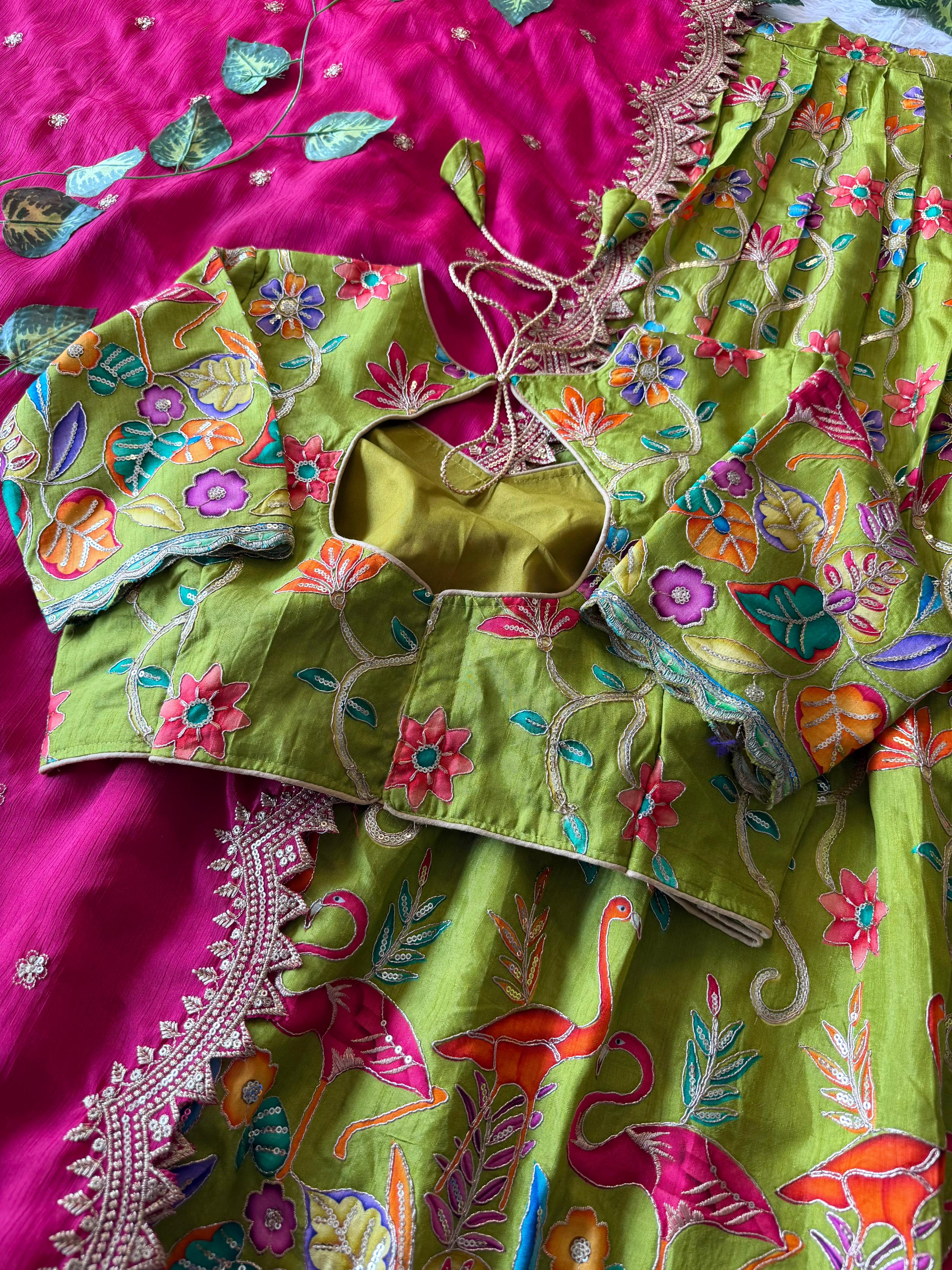 Viscose dola position embroidery lehengas
