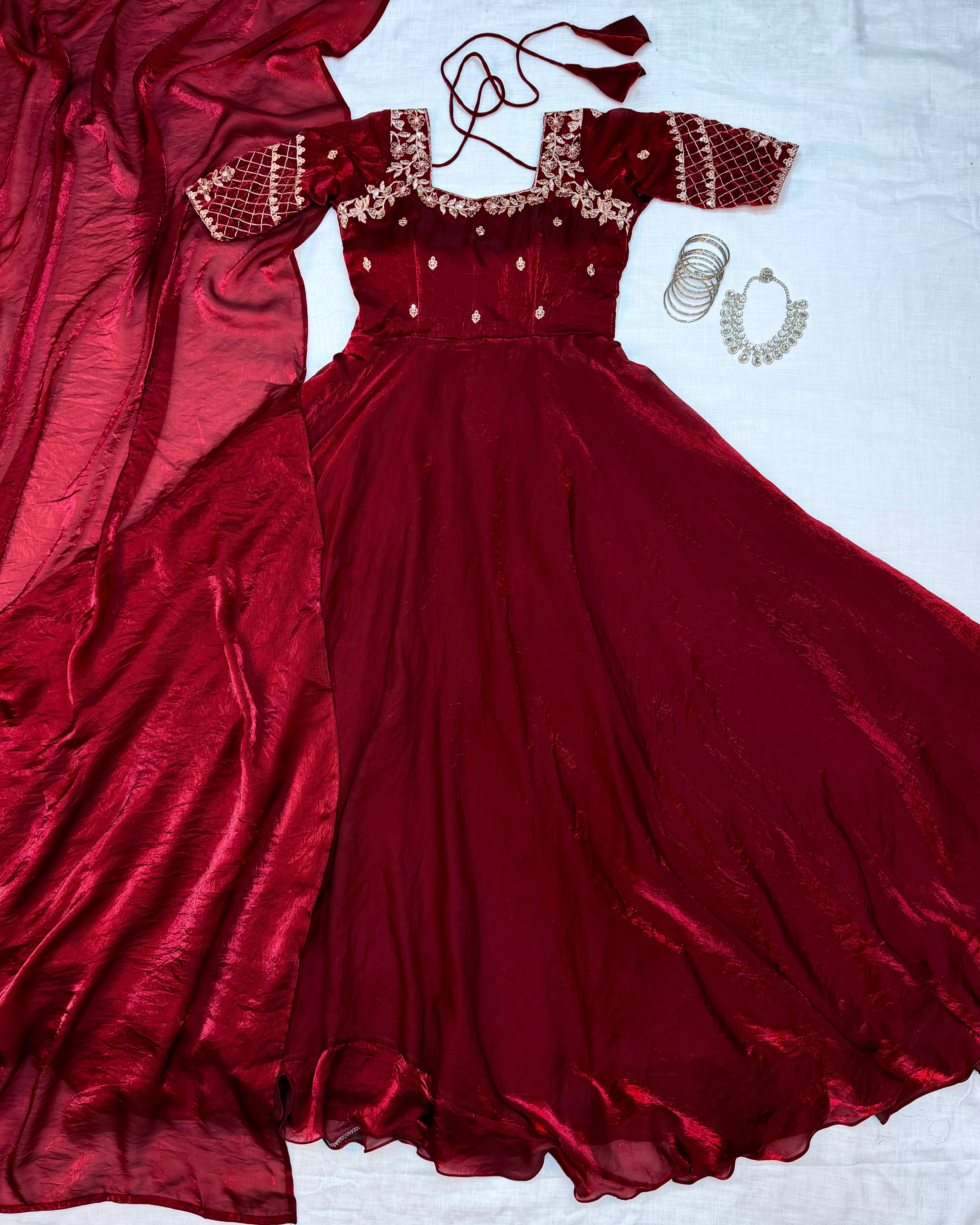 Sequence of gown with dupatta