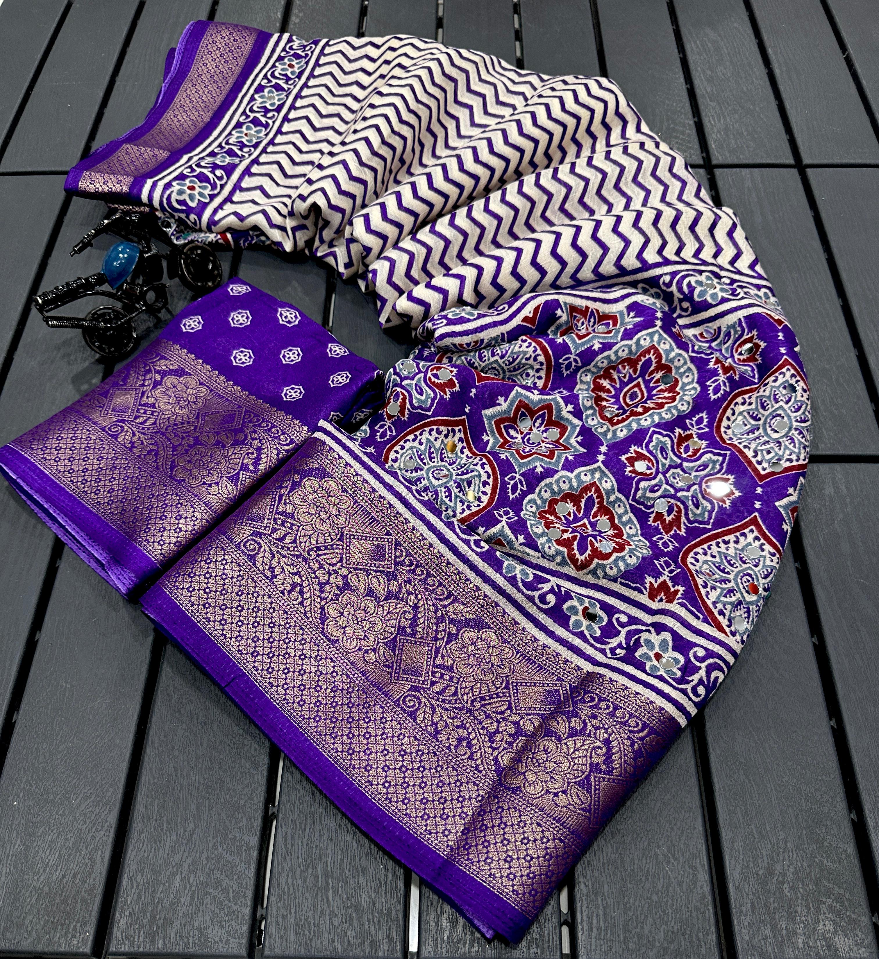 Soft georgette mirror work sarees