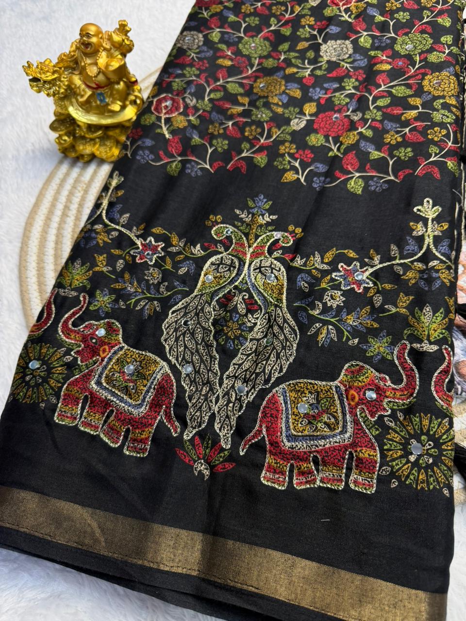 ajrakh print cotton saree