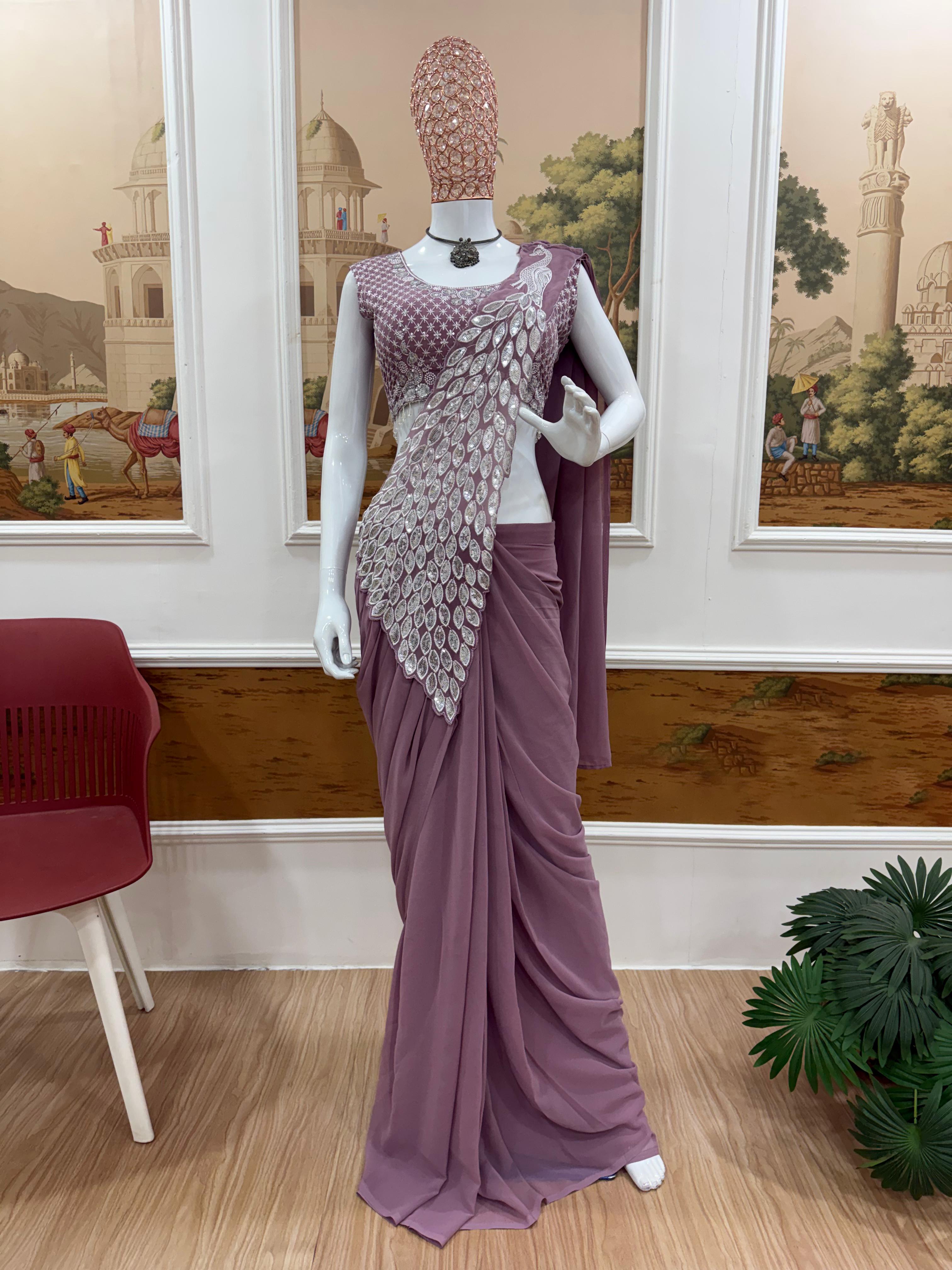 peacock design 1 min saree