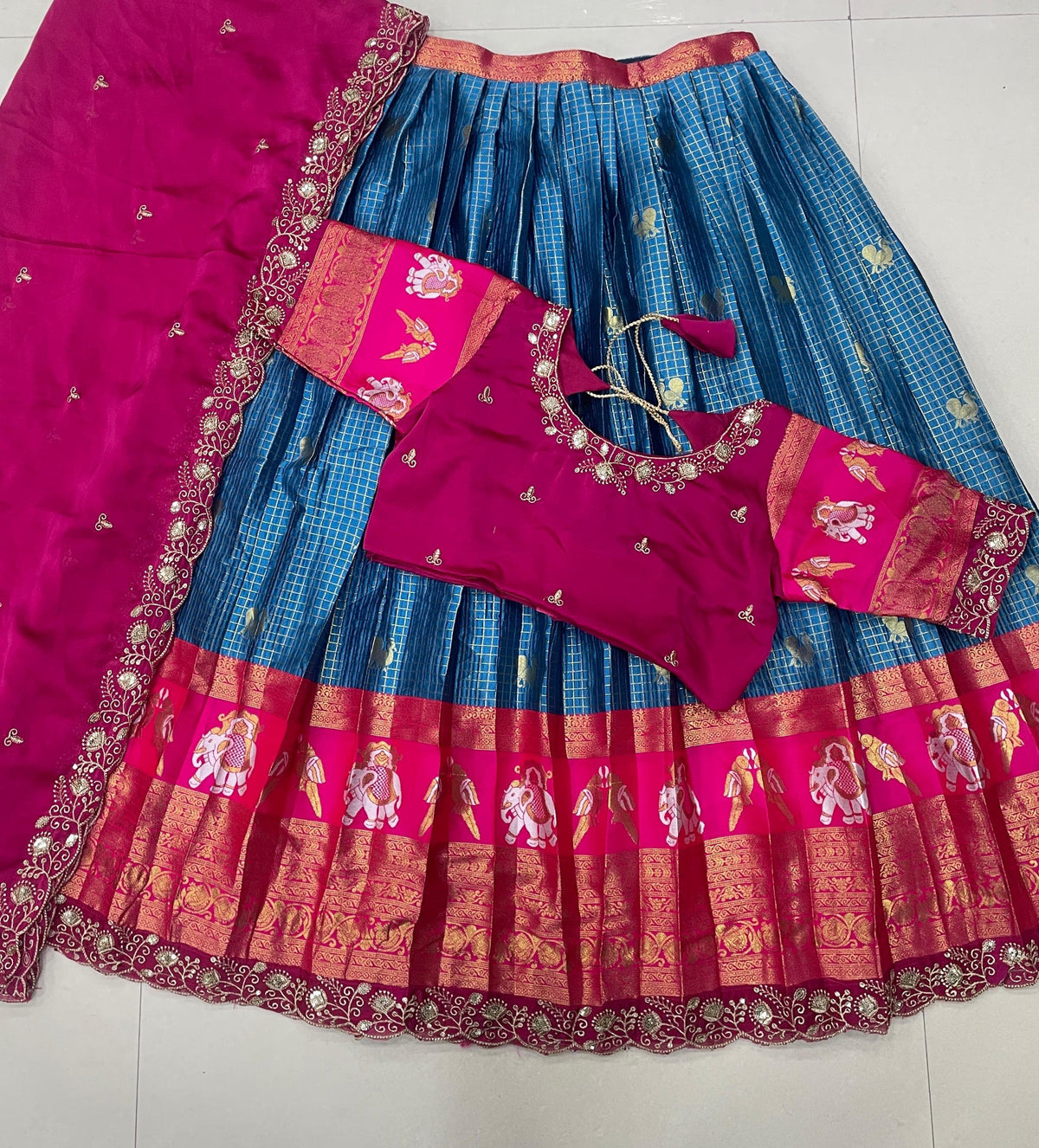 Kanjivaram silk fully stitched lehengas ✨
