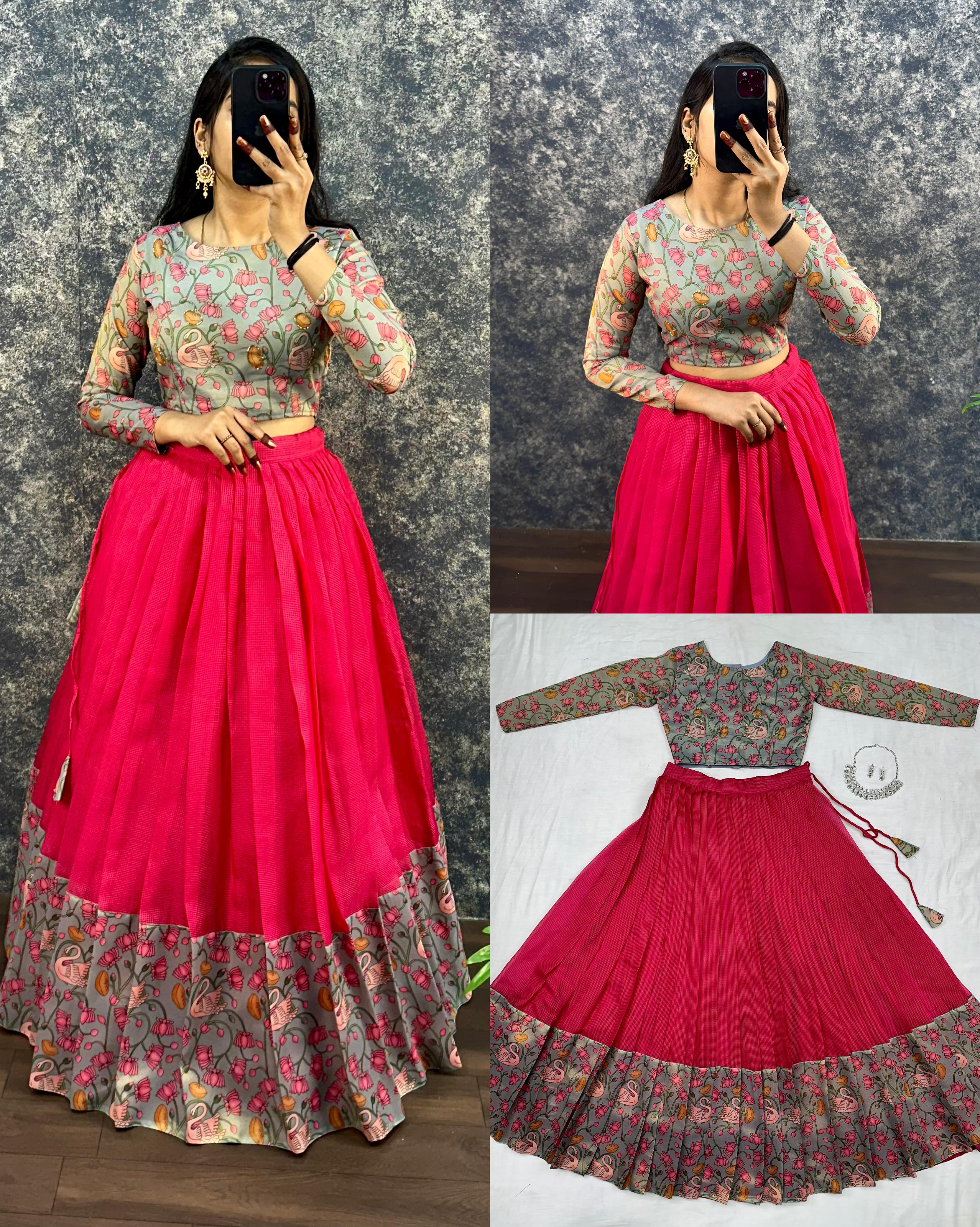 kota Doria crop top lehenga