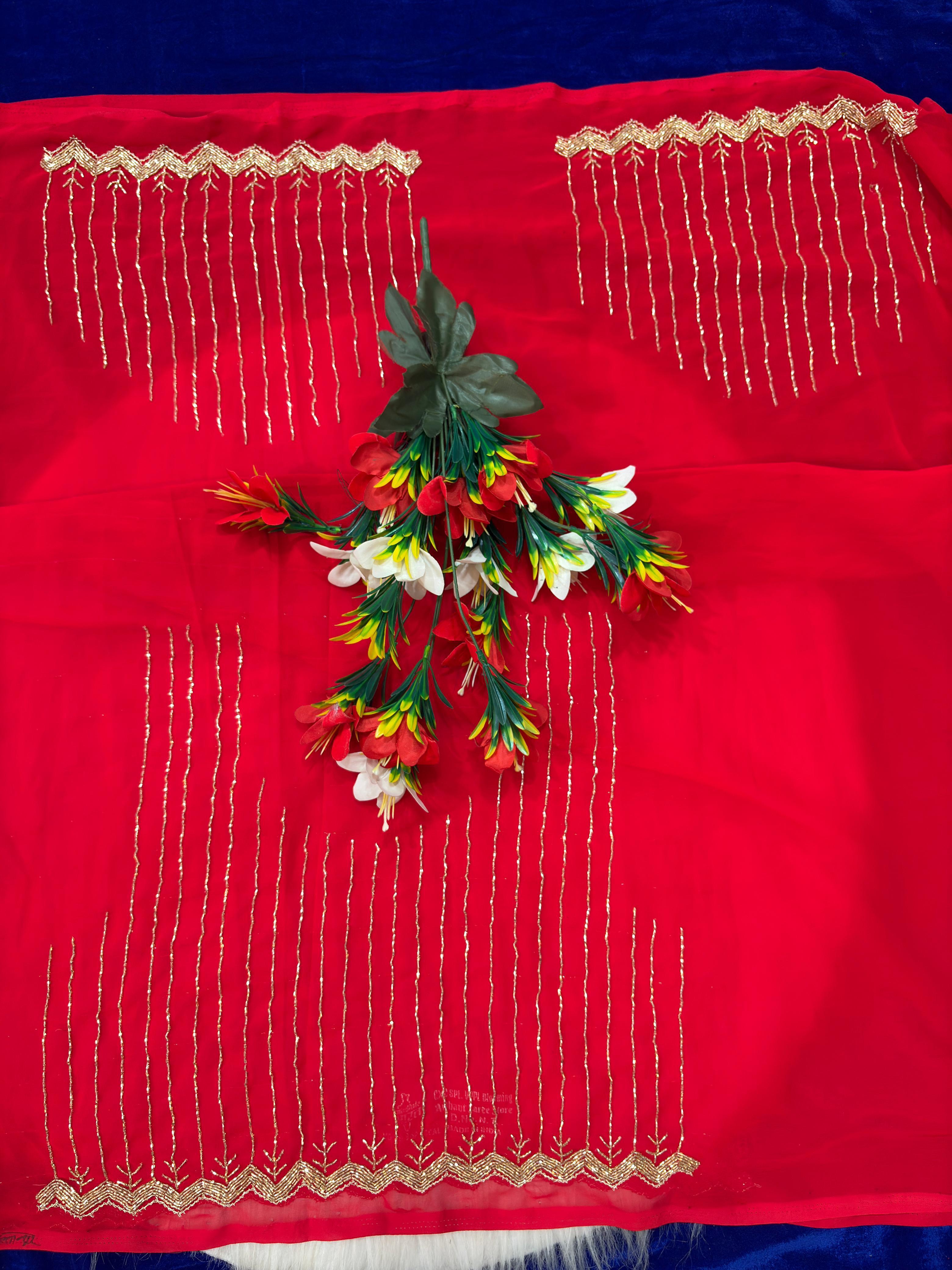 Pure georgette kadhana work saree ✨