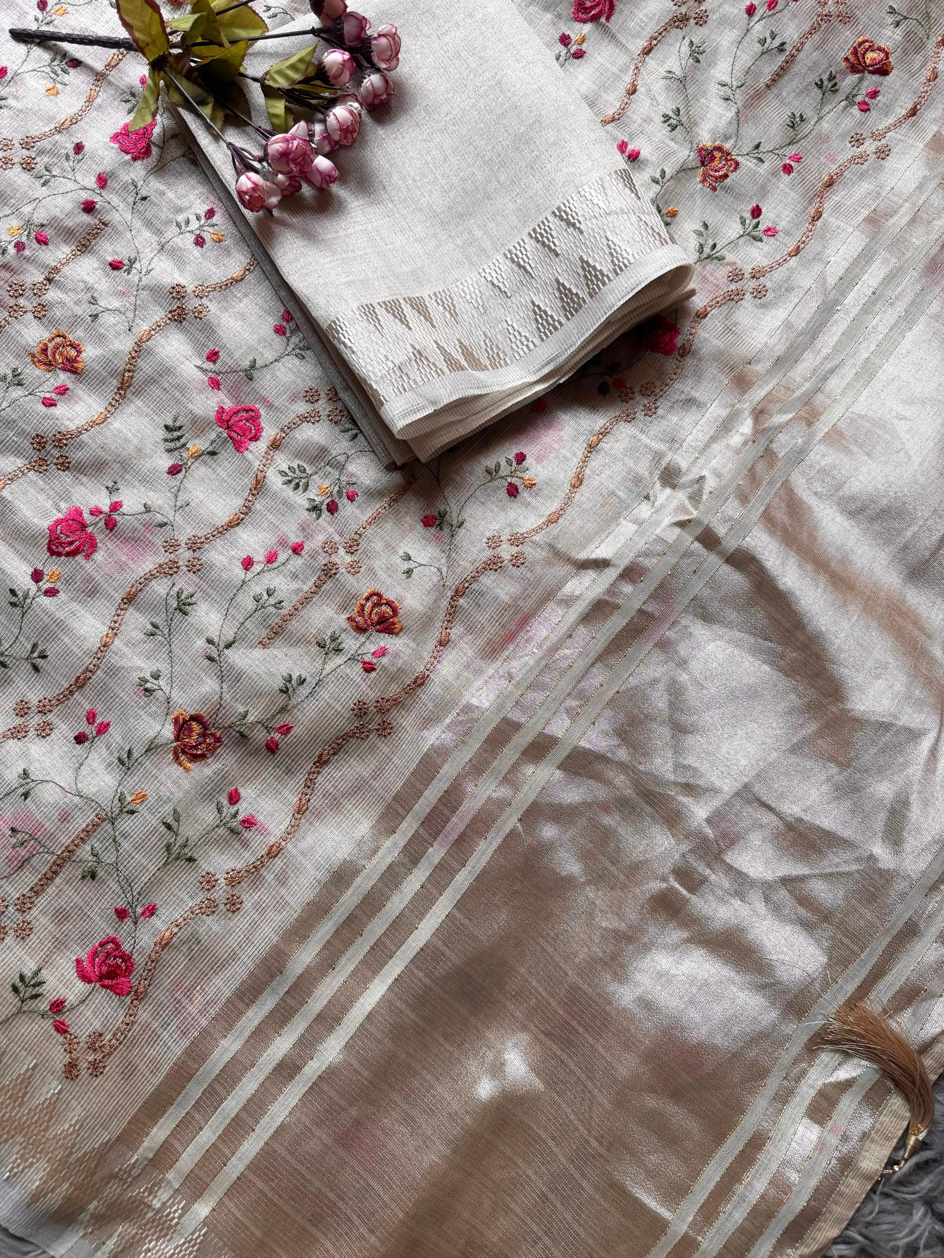 Soft benaresi tissue silk thread work saree ✨