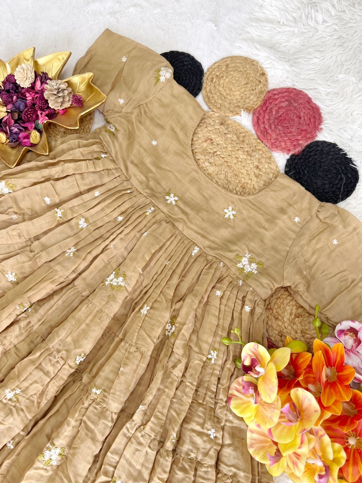 Mull cotton chenderi midi gown