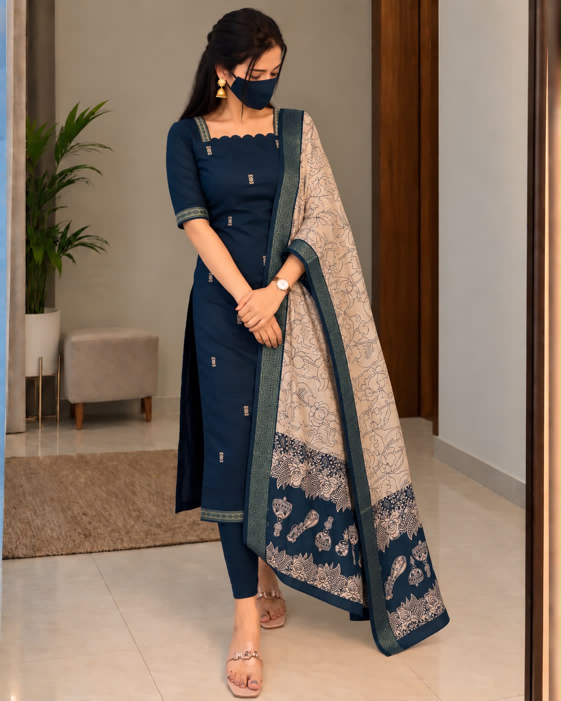 Mangalagiri butta silk cotton Top with Duppatta ✨