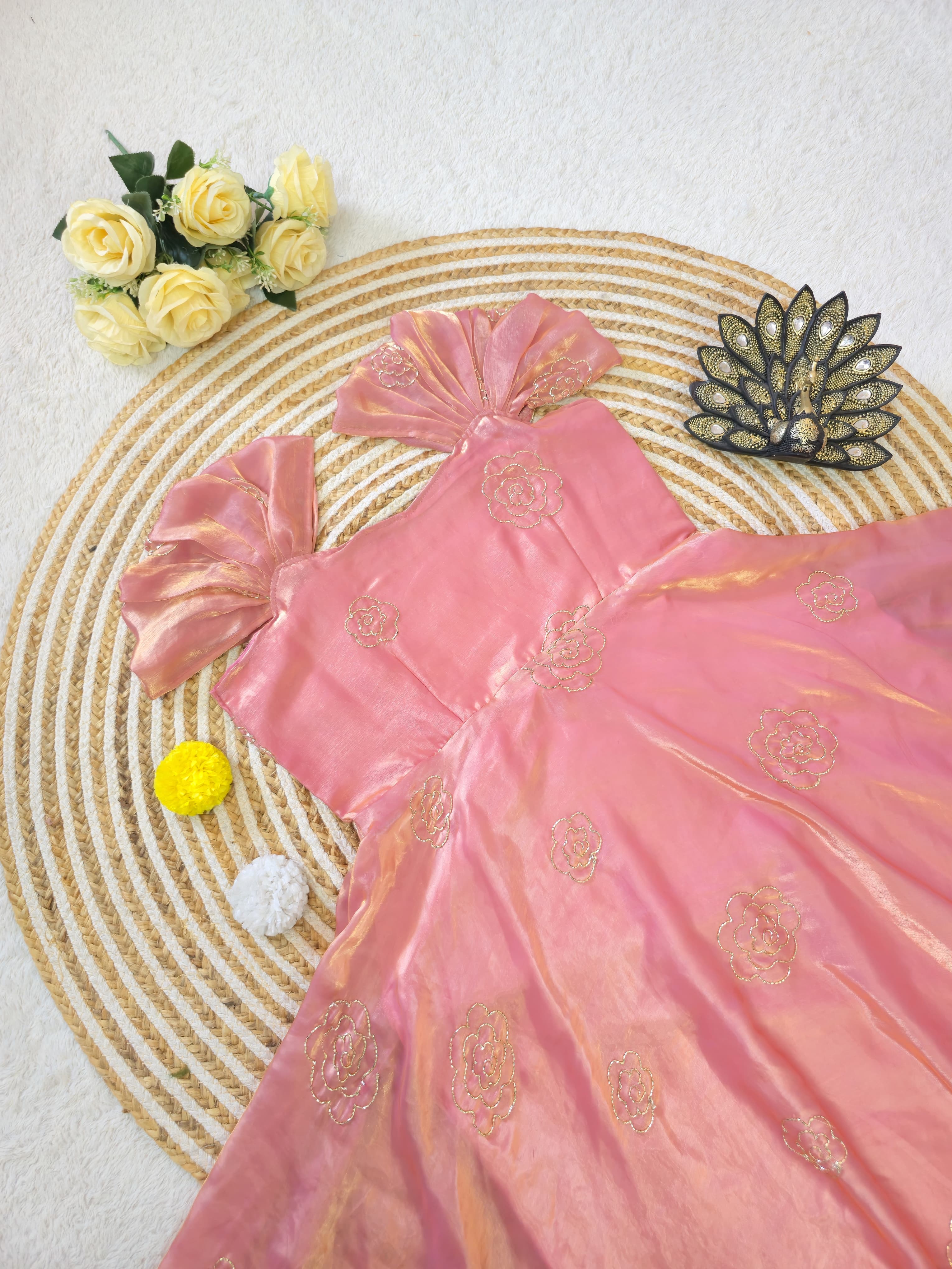 Space silk beeds work gown