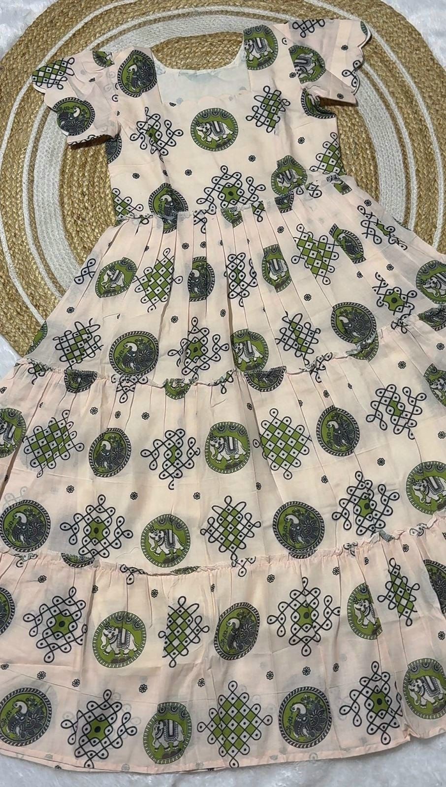 Muggu print stylish Midi frock👗