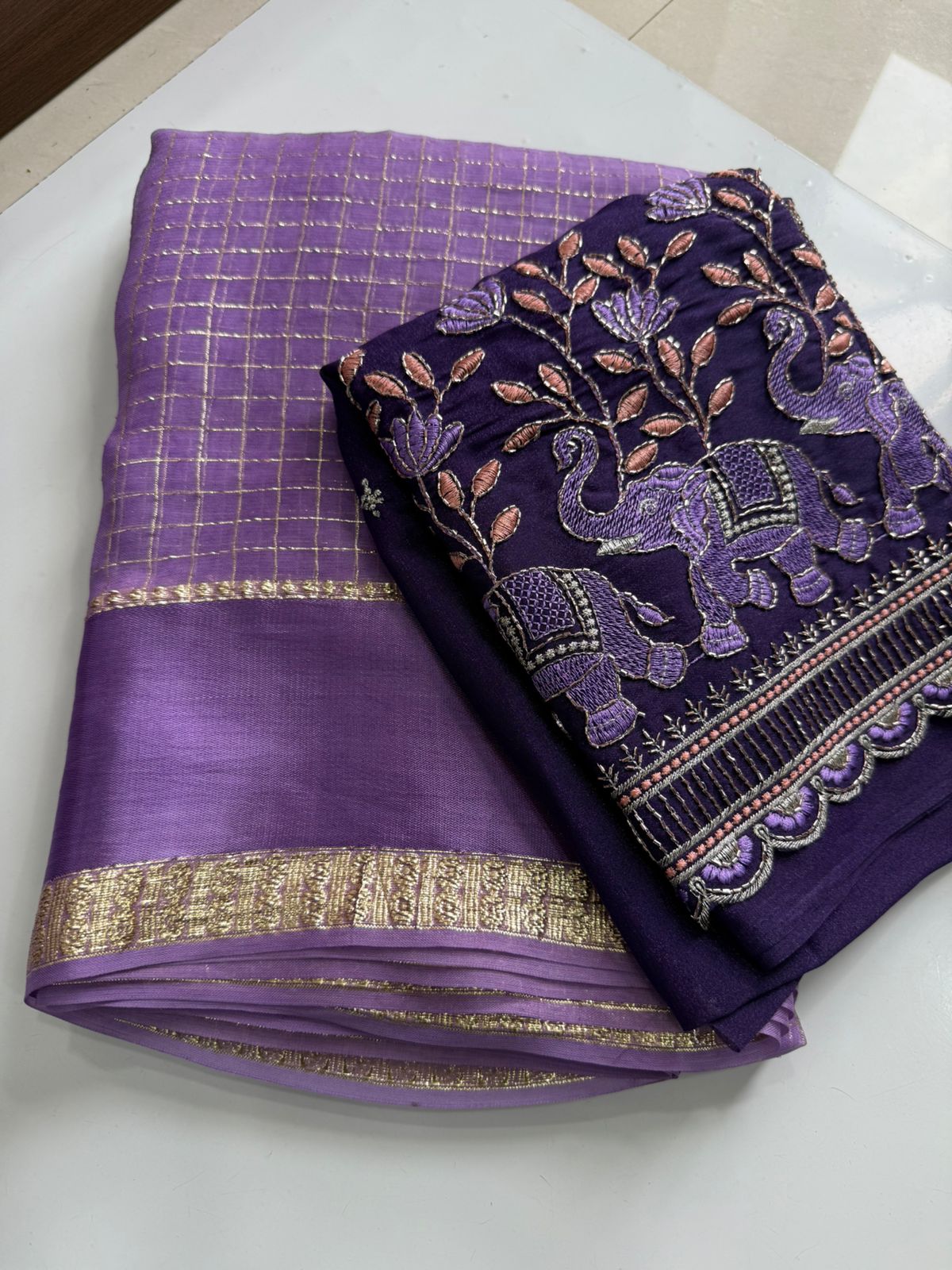 Viscose georgette saree with embroidery blouse