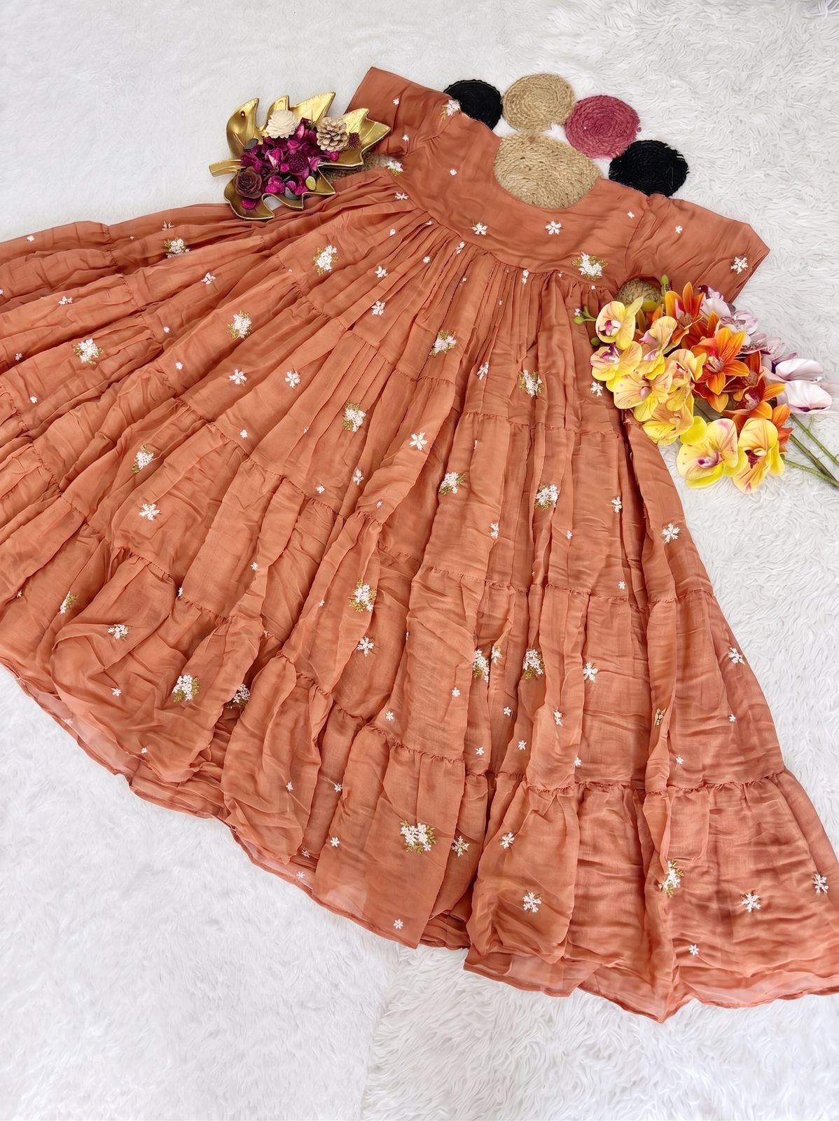 Mull cotton chenderi midi gown