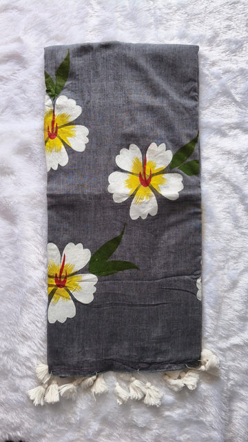Pure Mul Cotton floral printed sarees