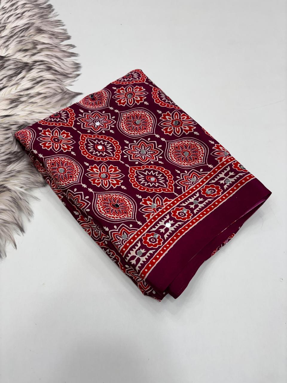 Ajarakh design saree ✨